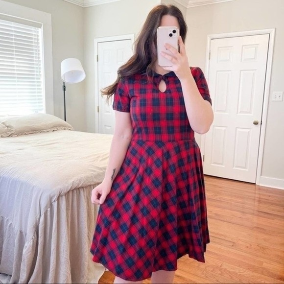 Dresses & Skirts - Dolly and Dotty Retro Red and Navy Plaid Peter Pan Collar Dress Size US 10